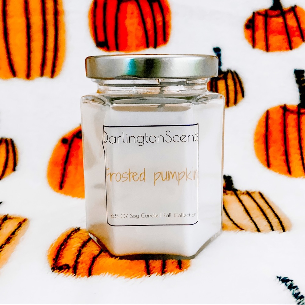Frosted pumpkin soy candle